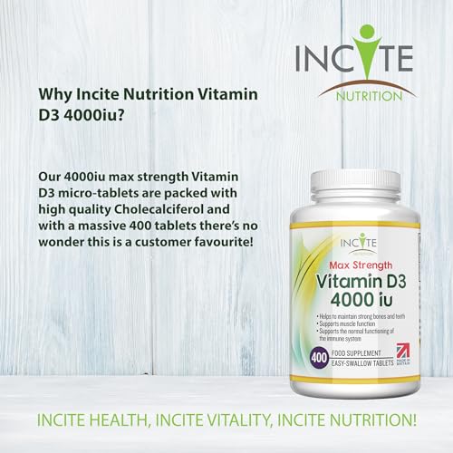 Vitamin D3 4000 iu - Vitamin D Tablets - 1 Year Supply Tablets - Vegetarian - Vitamin D Incite NutritionUS supplements