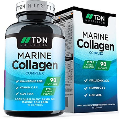 Marine Collagen Capsules 1400mg with Hyaluronic Acid, High Strength Collagen Supplement TDNUS supplements