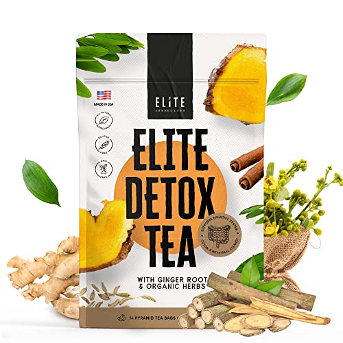 Elite Detox Tea: Natural Organic 7-Herbal Blend for Gentle Cleansing as Needed. Bloating Tea Elite Source LabsAu supplements