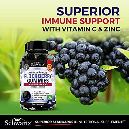 Elderberry Gummies with Zinc and Vitamin C for Adults & Kids - Natural Immune Support BioSchwartzUS supplements