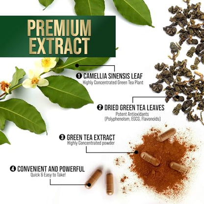 Nature's Green Tea Extract Pills 98% Standardized EGCG 1000mg - 3X Strength for Natural Nature's NutritionUS supplements