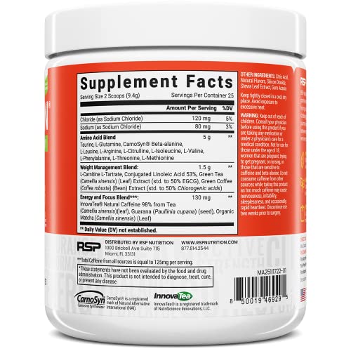 RSP Nutrition Mango Aminolean Amino Acid Supplement Powder, 8.29 OZ RSP NUTRITIONAu supplements