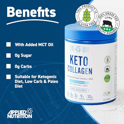 Applied Nutrition Keto Protein Powder, Hydrolysed Collagen Peptides + MCT Healthy Fats & Skin, Ketogenic & Paleo Diet Applied NutritionAu supplements