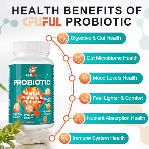 Probiotics for Women & Men - 300 Billion CFU & 24 Strains Probiotic with 15 Organic Herbs CfufulUS supplements