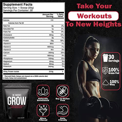 Xwerks Grow 100% New Zealand Grass-Fed Whey Protein - 25g of Pure Isolate Protein XwerksUS supplements