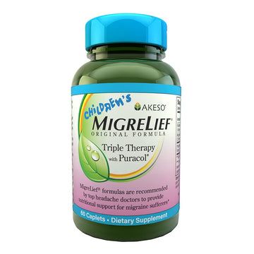 Children's MigreLief® - Triple Therapy with Puracol™ - Nutritional Support for Pediatric Migraine Sufferers - 60 Caplets/1 Month Supply MigreLiefAu supplements