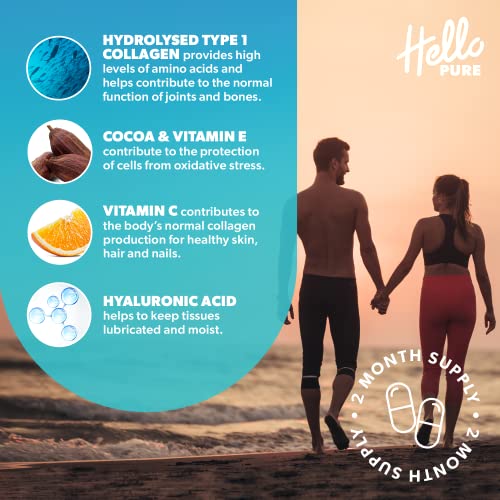 Marine Collagen Capsules - 1855mg - 120 Capsules - Enriched with Hyaluronic Acid & Vitamins C & E Hello PureAu supplements