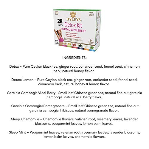 Hyleys Detox Tea for Cleanse and Weight Loss - 28 Day Kit - 84 Tea Bags (9 Pack) HYLEYSUS supplements