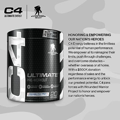 Cellucor C4 Ultimate x WWP Pre Workout Powder Mango Foxtrot - Sugar Free Preworkou CellucorUS supplements