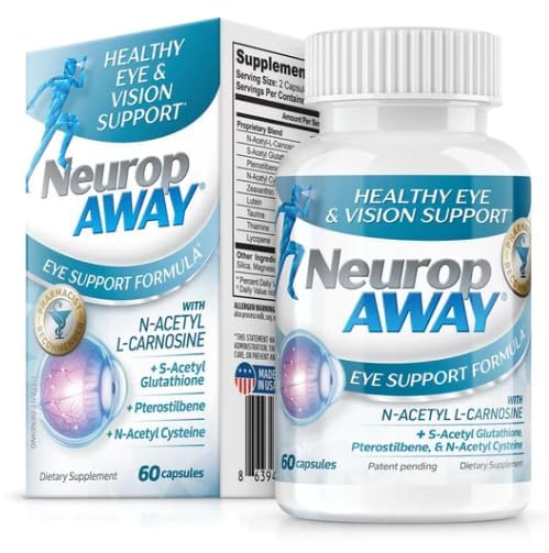 NeuropAWAY Eye Support Supplement 60CT with Lutein N-Acetyl L-Carnosine S-Acetyl Glutathione N-Acetyl Cystiene Pterostilbene Lycopene Zeaxanthin to Support Healthy Vision, Helps Blurry and Dry Eyes NeuropAWAYAu supplements