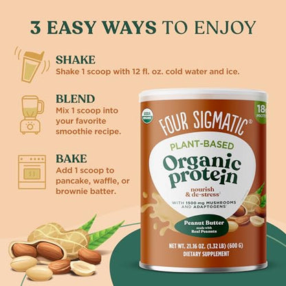 Four Sigmatic Organic Plant-Based Protein Powder Peanut Butter Protein with Lion’s Mane Four SigmaticUS supplements