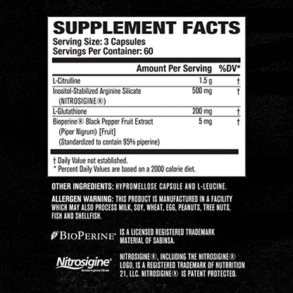 Jacked Factory N.O. XT Nitric Oxide Supplement with Nitrosigine L Arginine, L Citrulline Jacked FactoryUS supplements
