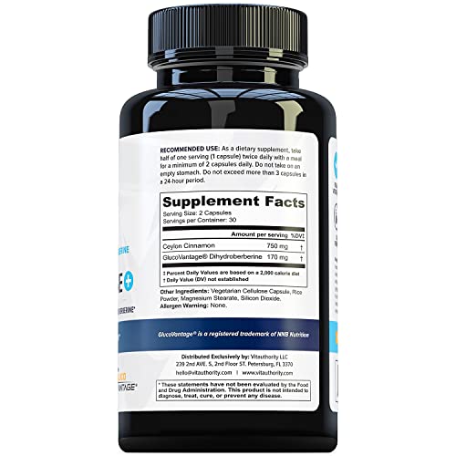Vitauthority Extra Strength Berberine with Ceylon Cinnamon High Absorption VitauthorityAu supplements