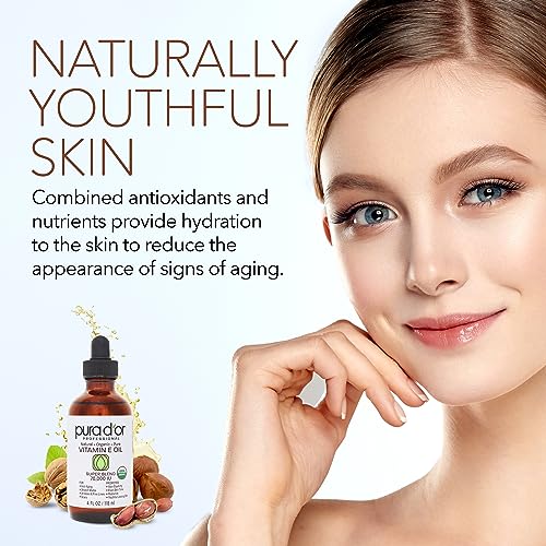 PURA D'OR 4 Oz ORGANIC Vitamin E Oil Blend 70,000 IU - 100% Natural Hexane Free, Sweet Almond PURA D'ORAu supplements