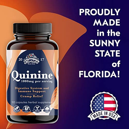 Leg Cramps Support Organic Pills - 1000 mg - Quinine Tablets for Cramp Defense FLORIDA HERBSUS supplements