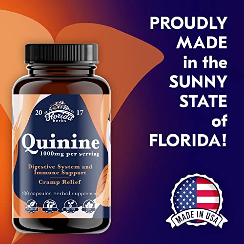 Leg Cramps Support Organic Pills - 1000 mg - Quinine Tablets for Cramp Defense FLORIDA HERBSUS supplements