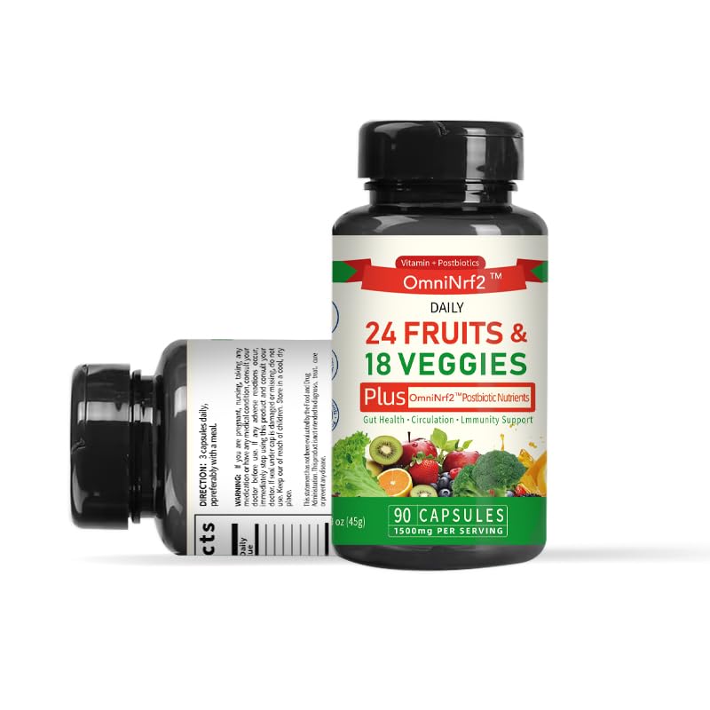 OmniNrf2 Postbiotic Supplement Capsules for Gut Health, Superfood with 24 Fruits & 18 Veggies & Fermented Herbal Plants, 90 Capsules for Antioxidant Support OmniNrf2Au supplements