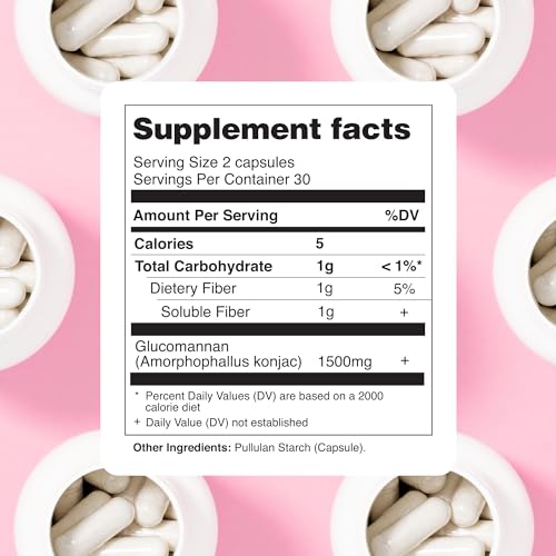 DOFASTING Glucomannan Capsules, Fiber Supplement Glucomannan, Sugar Cravings Blocker DOFASTINGUS supplements