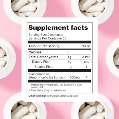DOFASTING Glucomannan Capsules, Fiber Supplement Glucomannan, Sugar Cravings Blocker DOFASTINGUS supplements