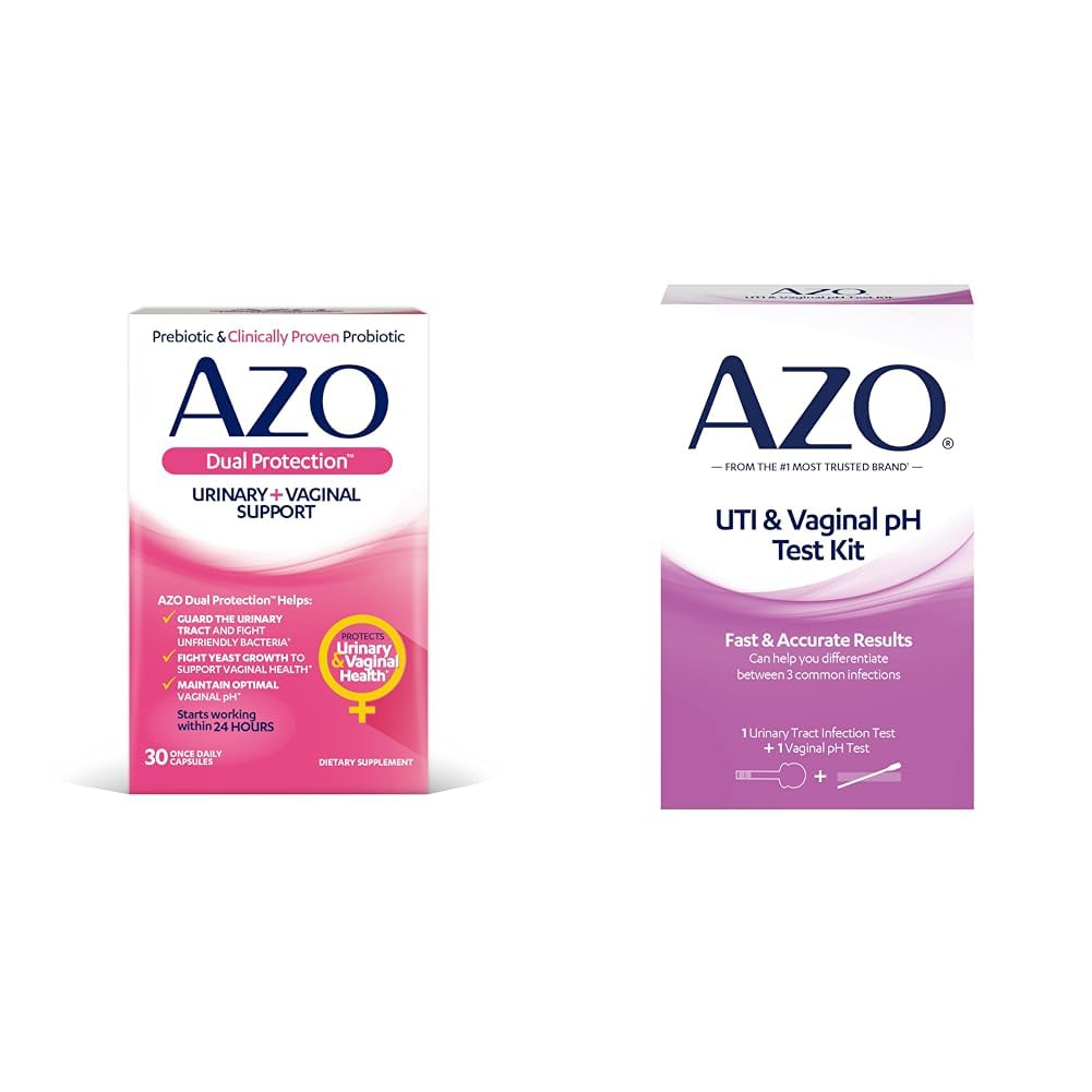 AZO Dual Protection Urinary & Vaginal Probiotic + UTI & Vaginal pH Test Kit (30 Count) AZOAu supplements