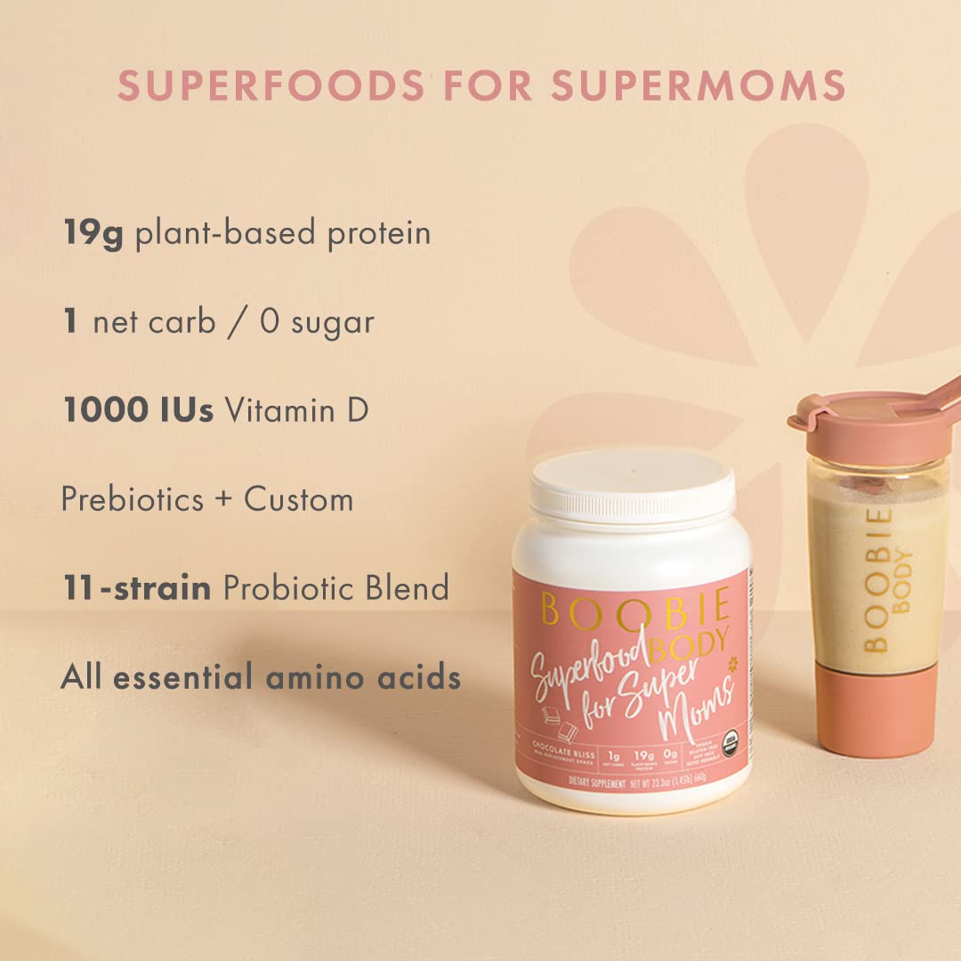 Boobie Body Organic Superfood Plant-Based Protein Shake, Chocolate Bliss, [23.4oz, 1 Tub] Boobie BrandsUS supplements