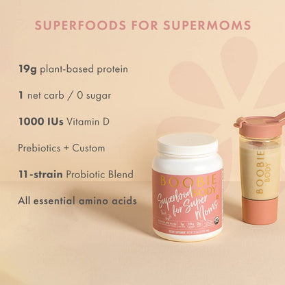 Boobie Body Organic Superfood Plant-Based Protein Shake, Chocolate Bliss, [23.4oz, 1 Tub] Boobie BrandsUS supplements