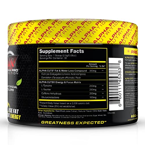Alpha Pro Nutrition Alpha Cuts Fat Burner Thermogenic Men Women Pre Cardio Workout Alpha Pro NutritionUS supplements