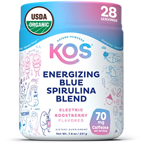 KOS USDA Organic Energizing Blue Spirulina Blend - 70 mg Organic Caffeine, B-Complex KOSAu supplements