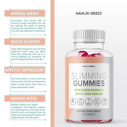 (Official 2 Pack) Slimming Gummies It Works with Apple Cider Vinegar and Sicilian Blood Orange Extract Max-BioUS supplements