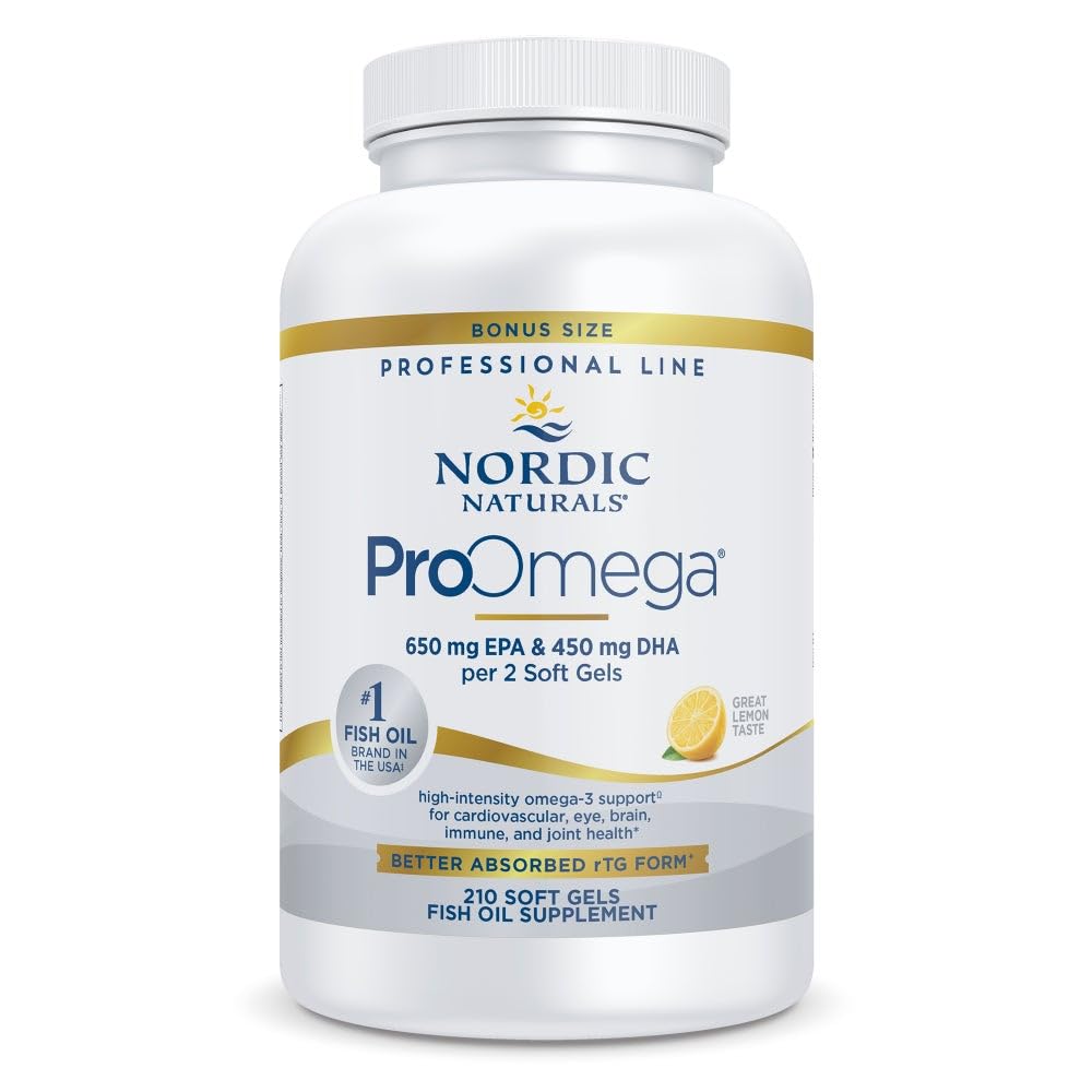 Nordic Naturals ProOmega, Lemon Flavor - 210 Soft Gels - 1000 mg Omega-3 - High-Potency Fish Oil with EPA & DHA - Promotes Brain, Eye, Heart, & Immune Health - Non-GMO - 105 Servings Nordic NaturalsAu supplements