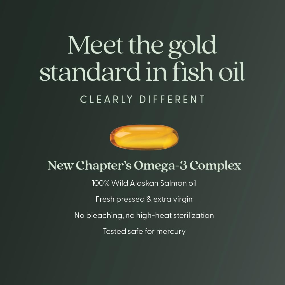 New Chapter Omega-3 Complex, 1000mg Softgels, Fish Oil Supplement Wild Alaskan Salmon for Heart, Brain, Eye, Joint & Skin Health Support - 30 Count New ChapterAu supplements