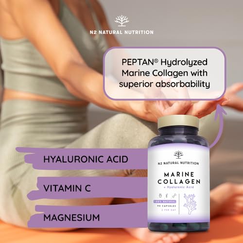 Marine Collagen with Hyaluronic Acid for Skin Care, Hair Care, Joints. Magnesium, Vitamin C. Hydrolysed Collagen Supplements N2 Natural NutritionAu supplements