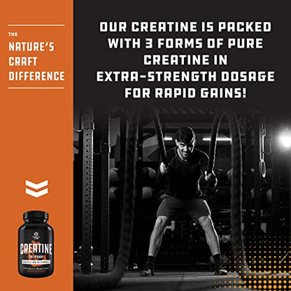 High Strength Tri Phase Creatine Pills - Muscle Mass Gainer and Muscle Recovery Creatine Natures CraftUS supplements