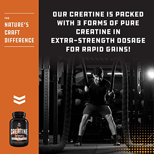 High Strength Tri Phase Creatine Pills - Muscle Mass Gainer and Muscle Recovery Creatine Natures CraftUS supplements
