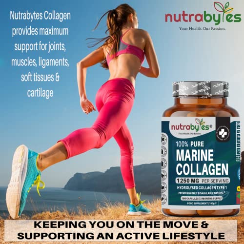 High Strength Marine Collagen Capsules - 1250mg Hydrolysed Collagen Supplement NUTRABYTESAu supplements
