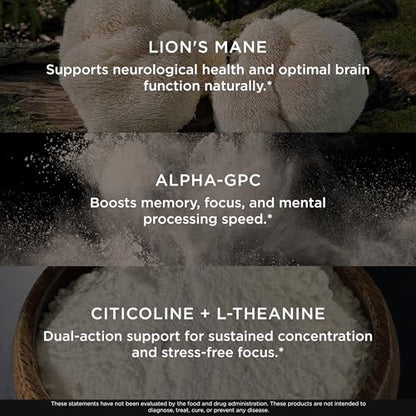 The Genius Brand Mood + Focus Nootropic – 400mg Organic Lion’s Mane, Alpha GPC & Citicoline – Memory & Focus Supplement – 30 Servings The Genius BrandUS supplements