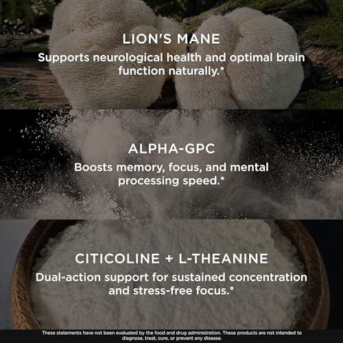 The Genius Brand Mood + Focus Nootropic – 400mg Organic Lion’s Mane, Alpha GPC & Citicoline – Memory & Focus Supplement – 30 Servings The Genius BrandUS supplements