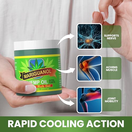 Mariguanol 9 Oz. Extra Strong Muscle Rub Gel with Hemp Oil, Menthol & Camphor – Cooling, Rapid-Absorbing Topical Gel for Active Lifestyles – Net Wt. 9 oz (255.4 g) [Pack of 2] MARIGUANOLAu supplements