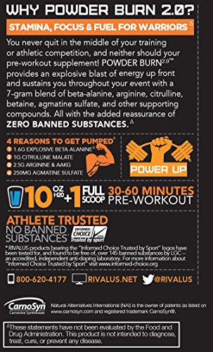 Rivalus Powder Burn 2.0 Pre Workout Supplement, Blue Raspberry, 0.89 Pounds RivalusUS supplements