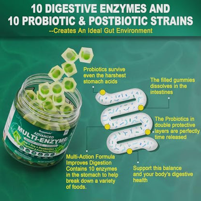 Sugar Free Digestive Enzymes Gummies 1000mg - Break Down Food Quickly - Chewable EnvyCureUS supplements