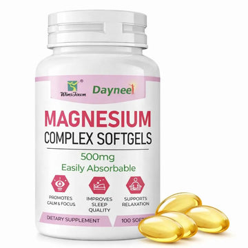 Magnesium Complex Softgels 500mg–Magnesium Supplement for Sleep, Relaxation&Muscle Support–Easy-to-Swallow Softgels–Daily Magnesium for Calm&Wellness, 100 Count FARWIXAu supplements
