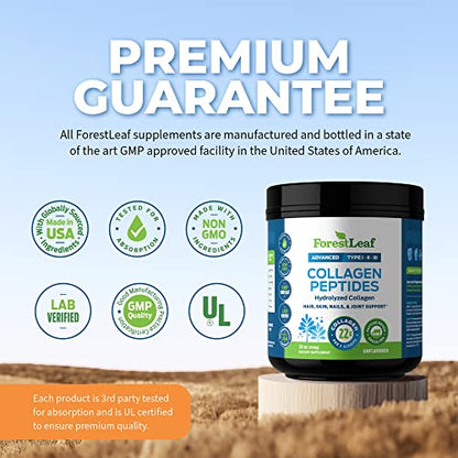Collagen Peptides Powder Unflavored - Hydrolyzed Collagen Protein ForestLeafUS supplements