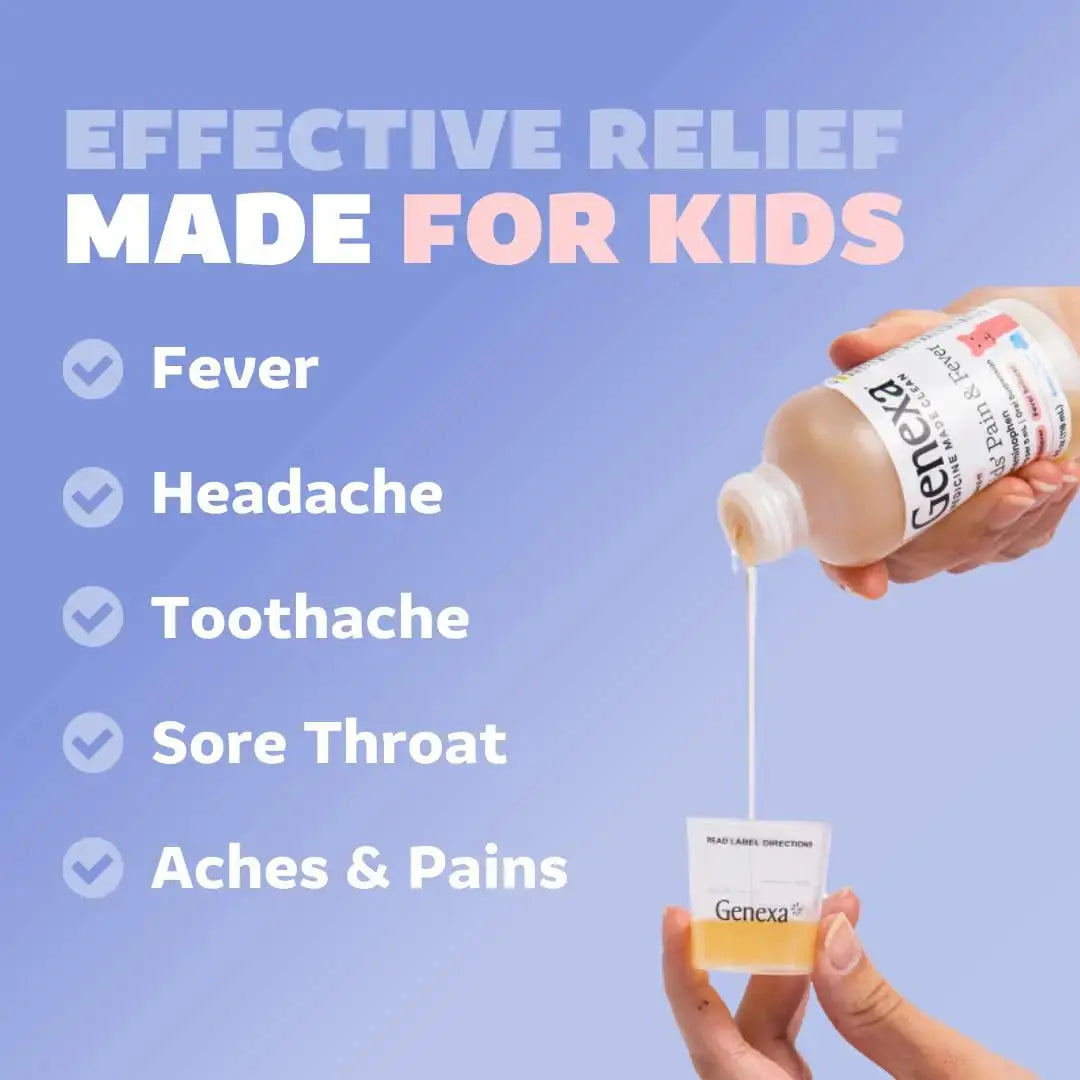 Genexa Kids & Adults Clean Acetaminophen Combo | Family Pain & Fever Bundle | Dye Free, 0% Artificial Additives | Vegan & Non-GMO | Medicine Made Clean | Ages 2-11, 12+ (2 Pack) GenexaAu supplements