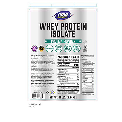 NOW Sports Nutrition, Whey Protein Isolate, 25 g With BCAAs, Unflavored Powder NOWUS supplements