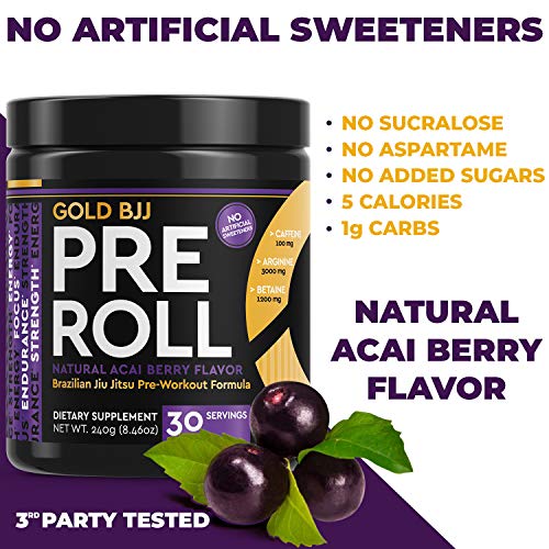 Gold BJJ PreRoll - Jiu Jitsu Pre Workout Supplement for Energy, Focus, and Endurance Gold BJJUS supplements