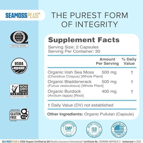 Power By Naturals Sea Moss Plus - USDA Certified Organic Wildcrafted Irish Seamoss Power By NaturalsUS supplements