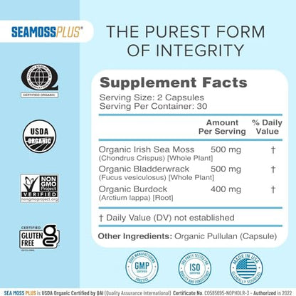 Power By Naturals Sea Moss Plus - USDA Certified Organic Wildcrafted Irish Seamoss Power By NaturalsUS supplements