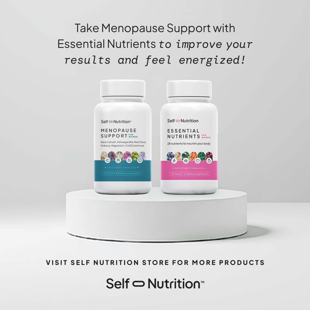 SELF NUTRITION Menopause Support for Women -All-Natural, Hormone-Free Perimenopause & Menopause Support. Unique Blend for Hot Flashes, Mood, Energy, Sleep & More. Vegan, Gluten-Free, 60 Capsules. SELF NUTRITIONAu supplements