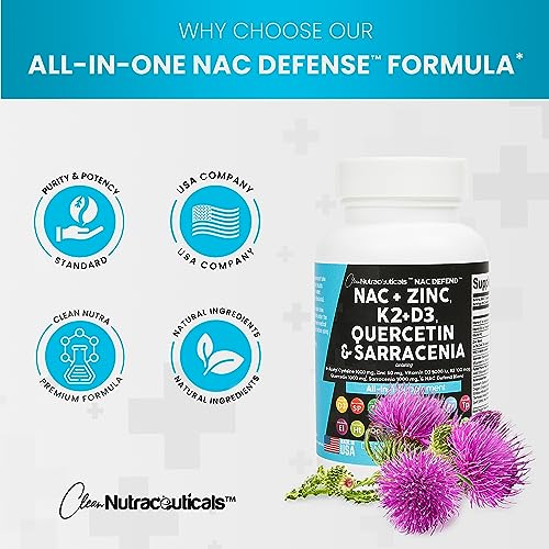 NAC Supplement N-Acetyl Cysteine 1000mg Vitamin D3 K2 Zinc Quercetin Clean NutraceuticalsAu supplements