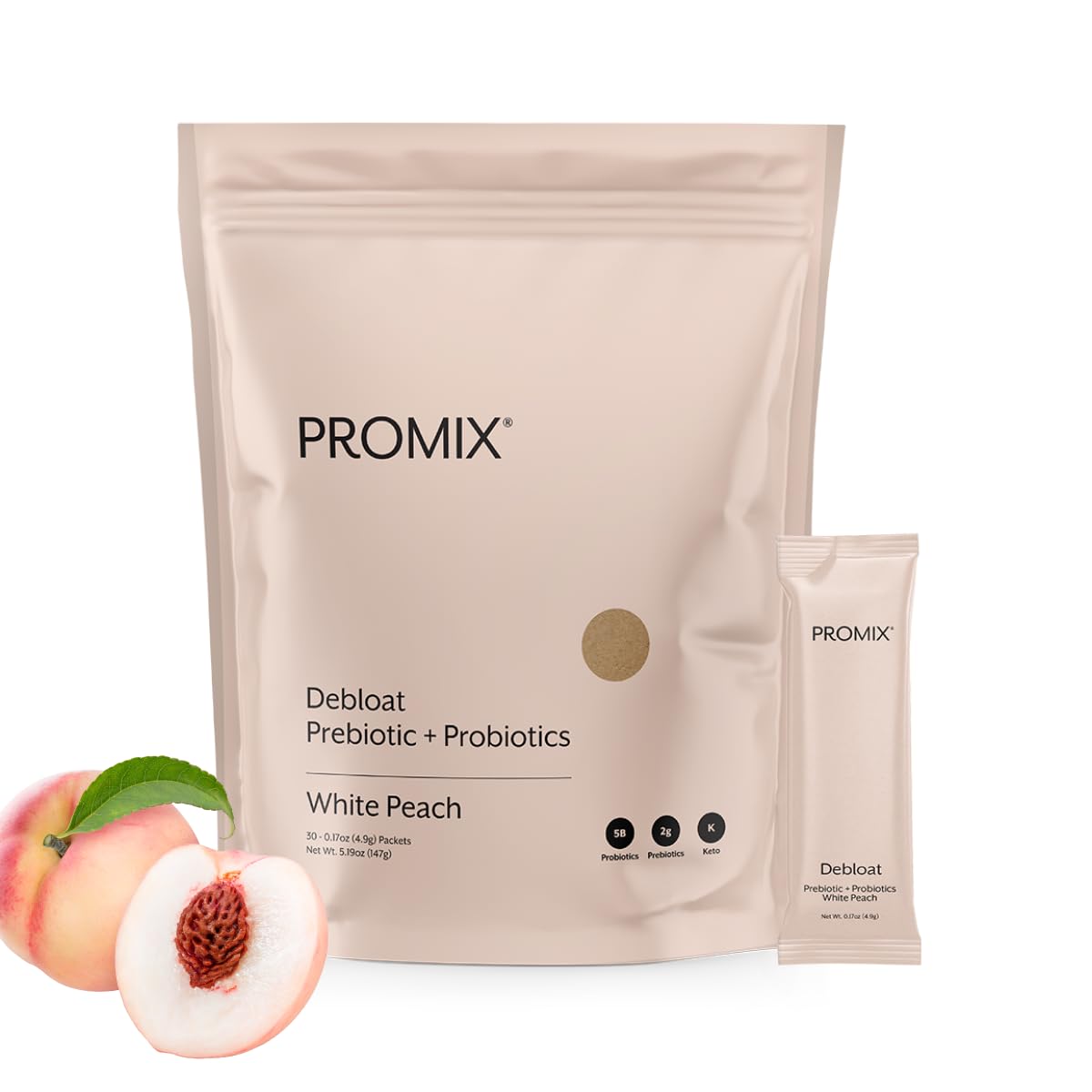ProMix Nutrition Debloat Prebiotics and Probiotics, Bloating Relief for Women, Gut Cleanse Detox for Men and Immune Support - White Peach - 30 Servings (Pack of 30) ProMix NutritionAu supplements